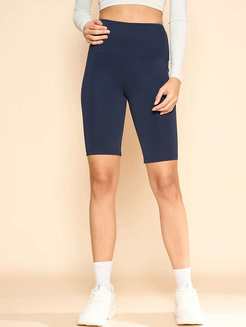 women solid high rise cycling shorts - 21920531 -  Standard Image - 1