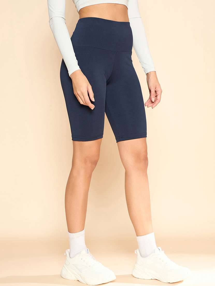 women solid high rise cycling shorts - 21920531 -  Standard Image - 4