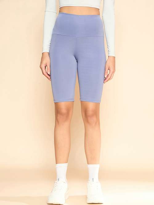 women solid high rise cycling shorts - 21920534 -  Standard Image - 0