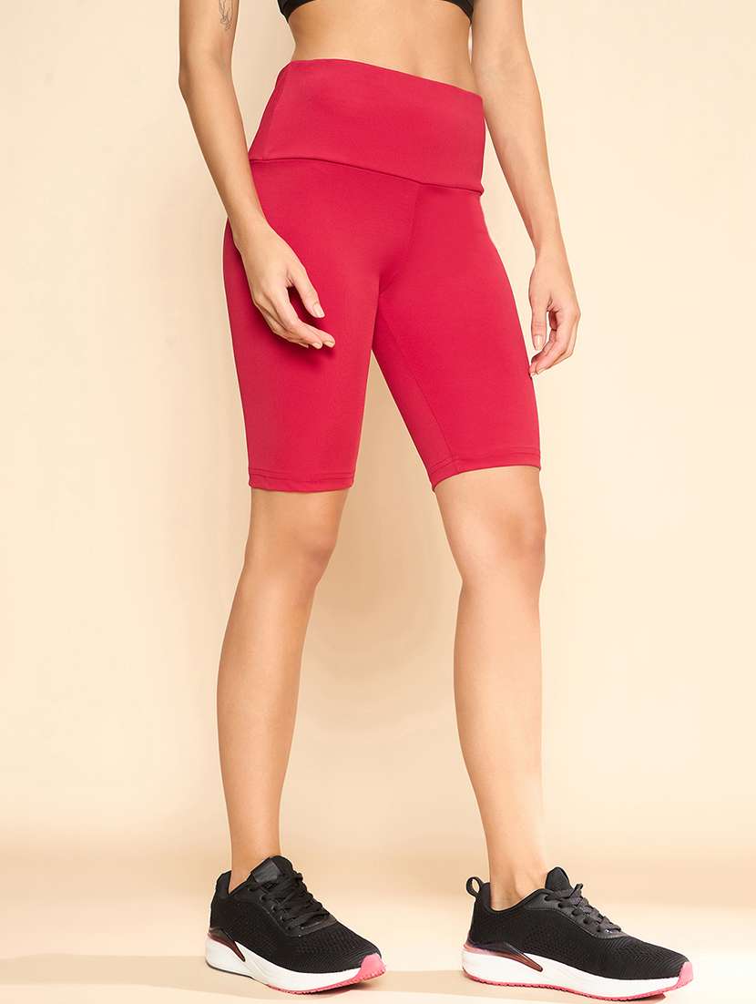 women solid high rise cycling shorts - 21920536 -  Standard Image - 1