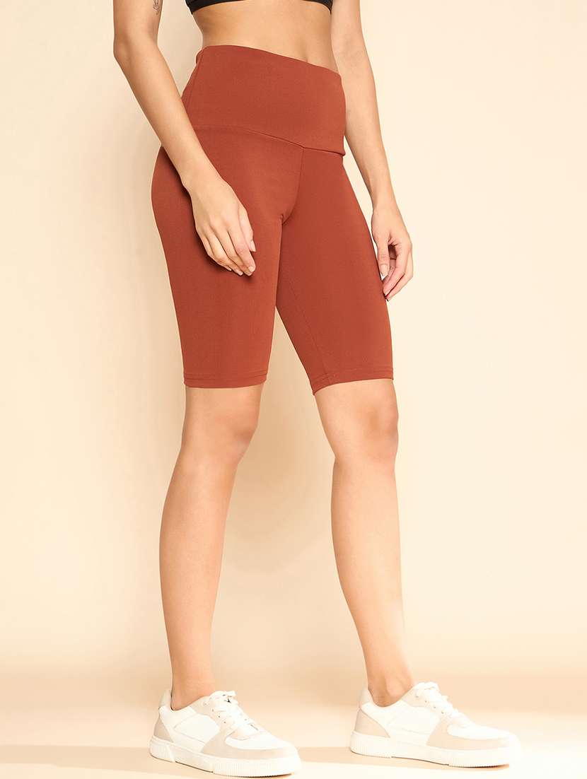 women solid high rise cycling shorts - 21920537 -  Standard Image - 1