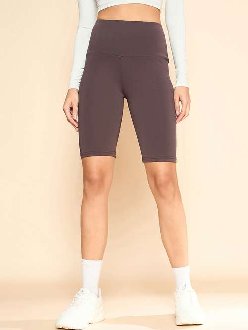 women solid high rise cycling shorts - 21920538 -  Standard Image - 0