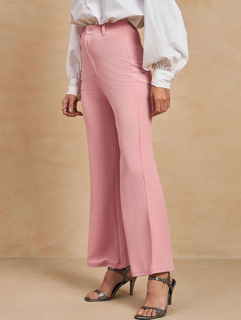 women solid high rise bootcut trouser - 21920899 -  Standard Image - 1