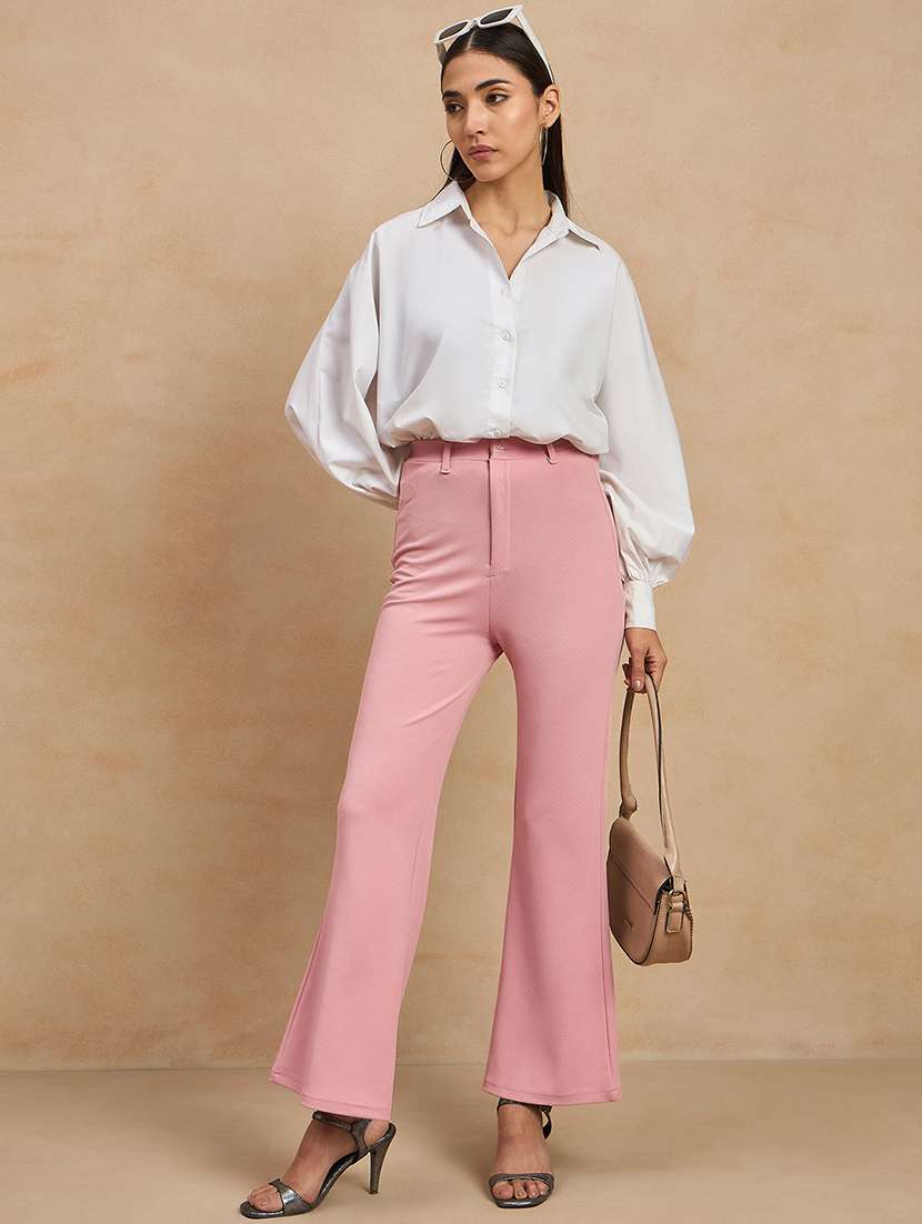 women solid high rise bootcut trouser - 21920899 -  Standard Image - 4