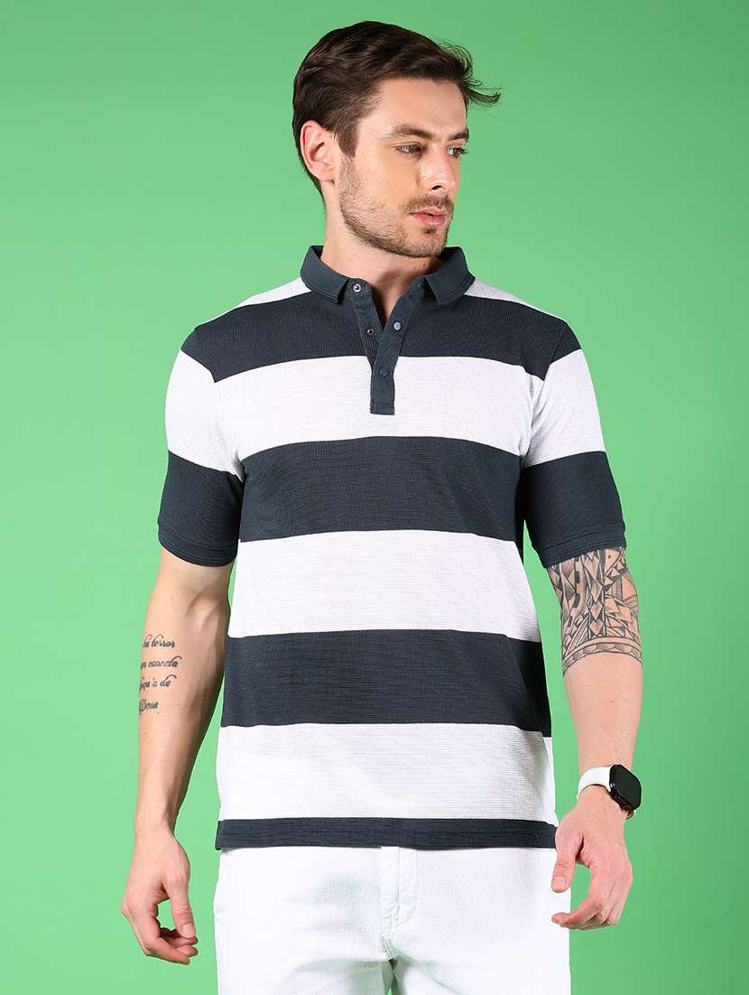 men striped short sleeves regular fit polo t-shirt - 21921122 -  Standard Image - 1