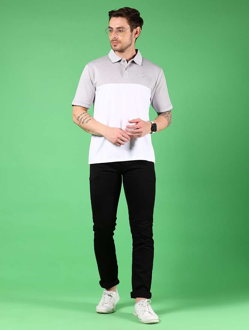 men color blocked short sleeves regular fit polo t-shirt - 21921134 -  Standard Image - 4