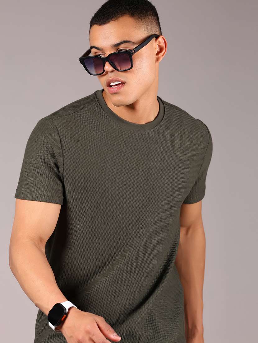 men solid short sleeves regular fit t-shirt