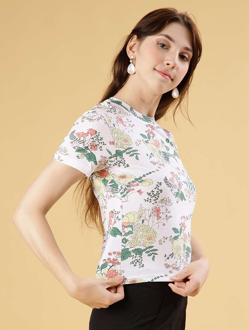 women printed short sleeve regular fit t-shirt - 21921192 -  Standard Image - 1