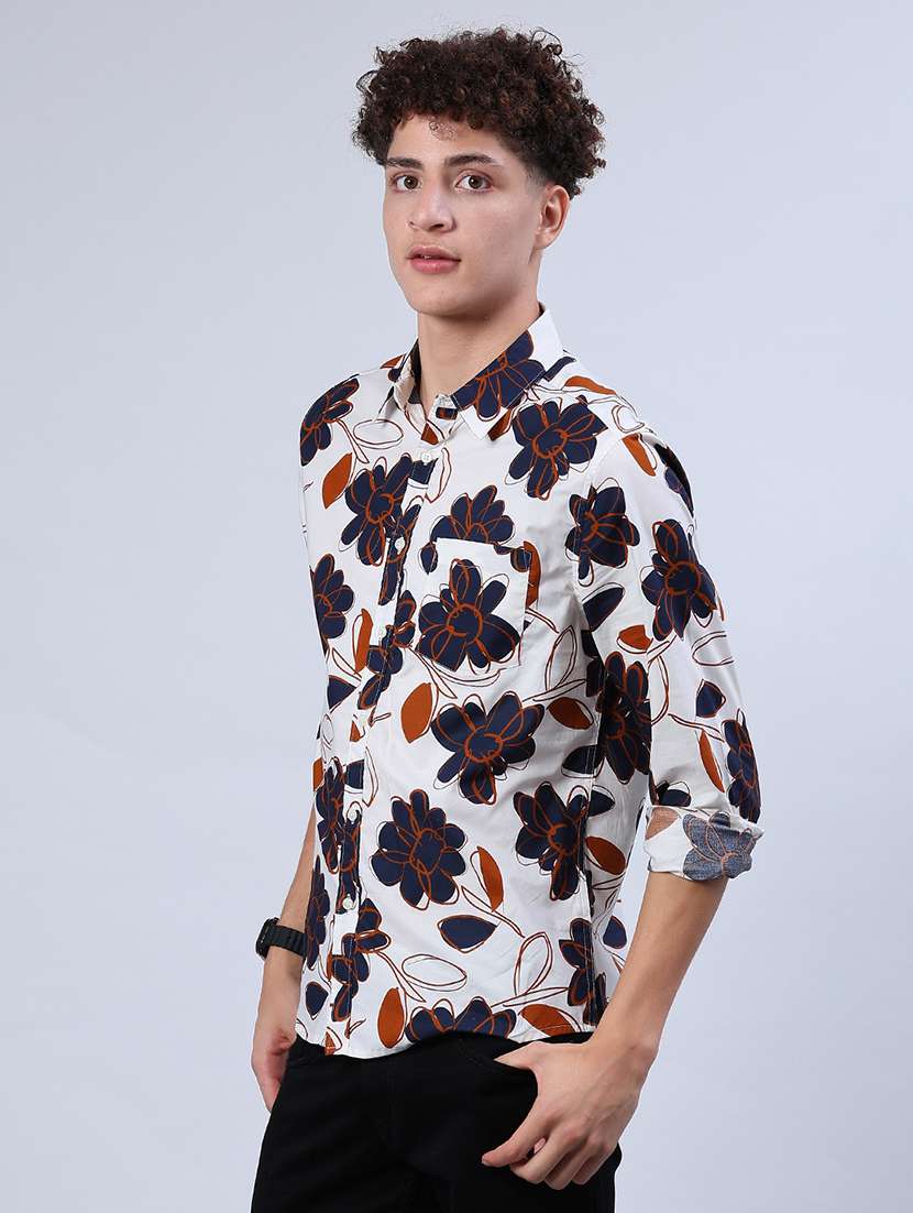 men printed collared long sleeve shirt - 21921197 - Standard Image - 1