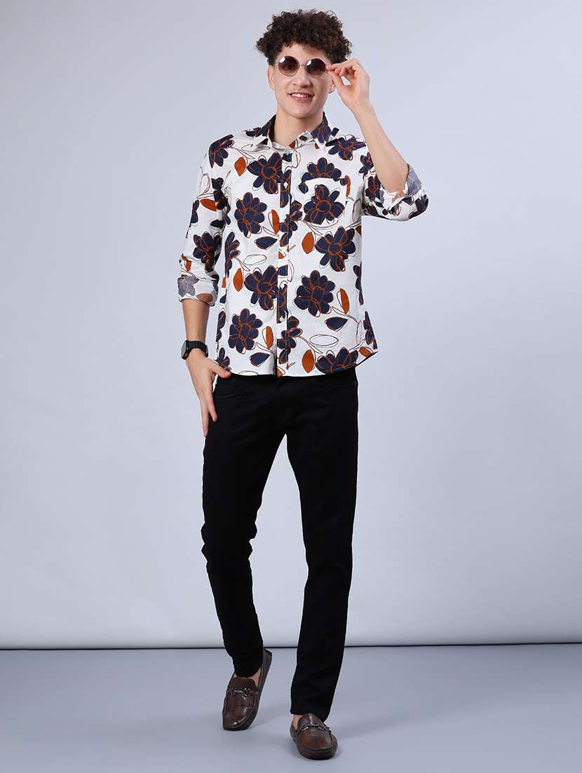 men printed collared long sleeve shirt - 21921197 - Standard Image - 4