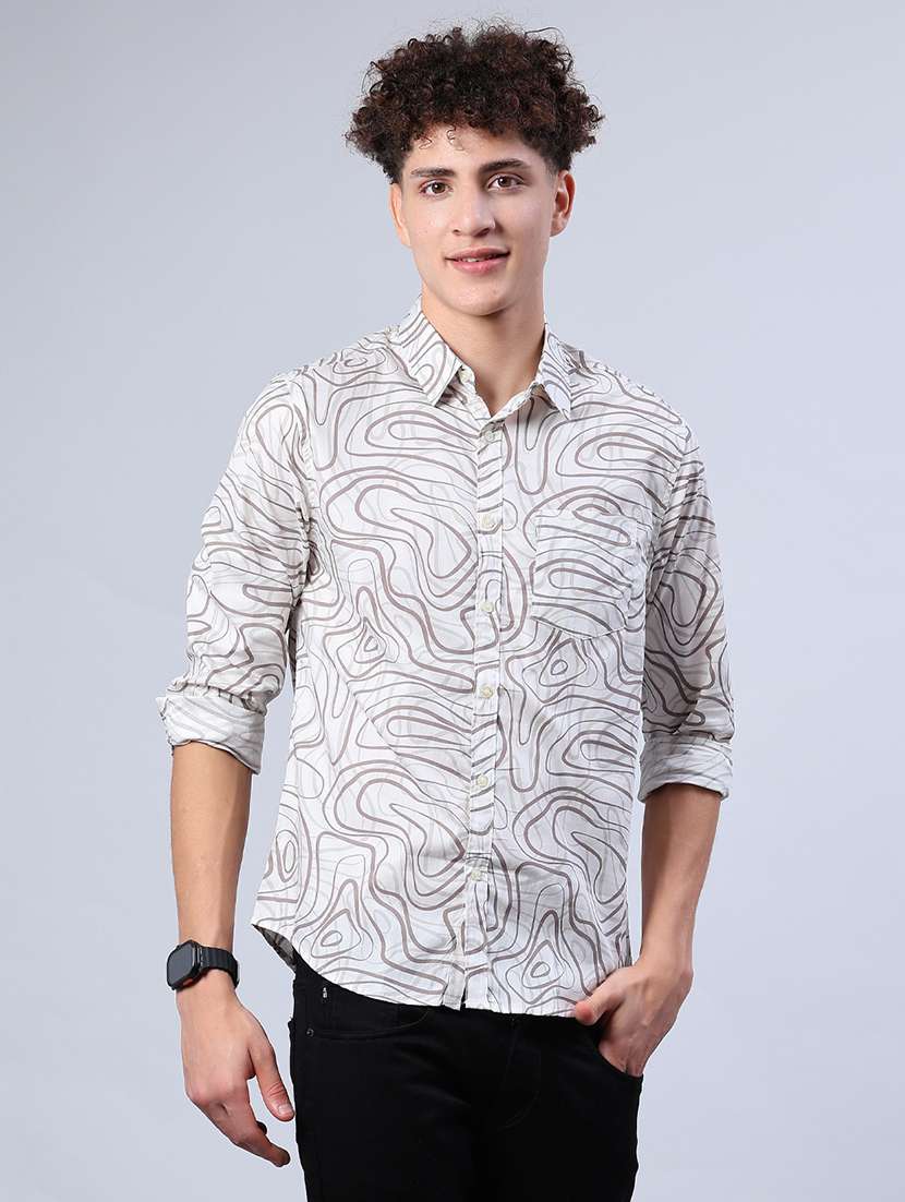 men printed collared long sleeve shirt - 21921270 -  Standard Image - 1