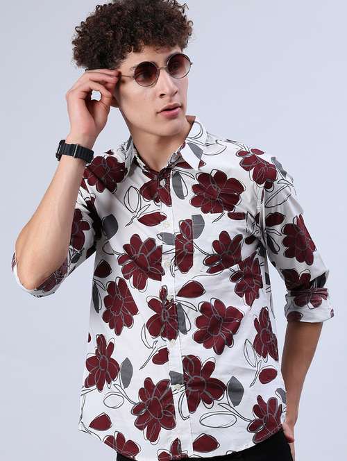 men printed collared long sleeve shirt - 21922100 - Standard Image - 0