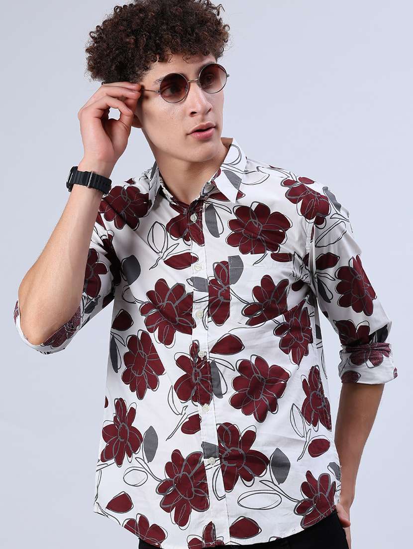 men printed collared long sleeve shirt - 21922100 - Zoom Image - 0