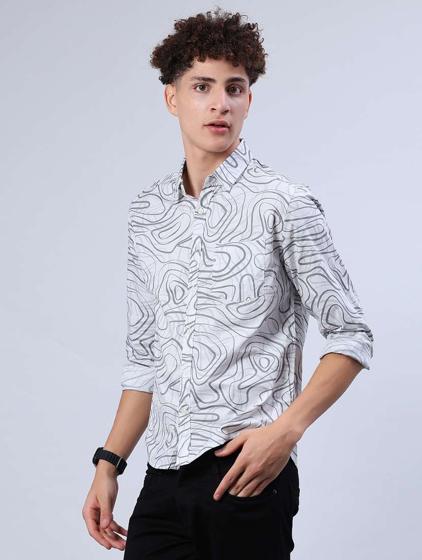 men printed collared long sleeve shirt - 21922101 -  Standard Image - 1