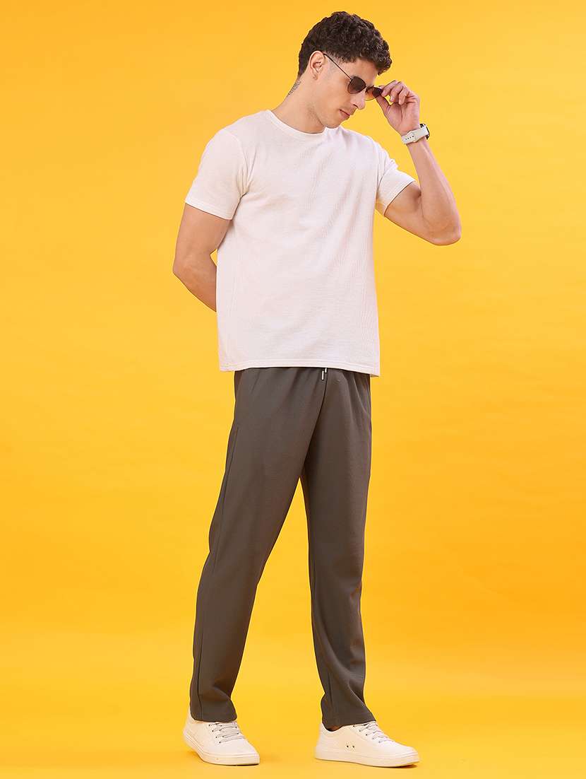 men solid mid rise track pants  - 21922322 -  Standard Image - 4