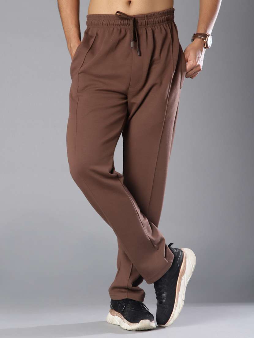 men solid mid rise full length track pant - 21922326 -  Standard Image - 1