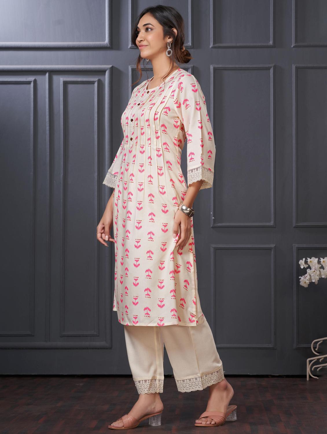 women three quarter sleeve kurta palazzo set - 21922354 -  Standard Image - 1