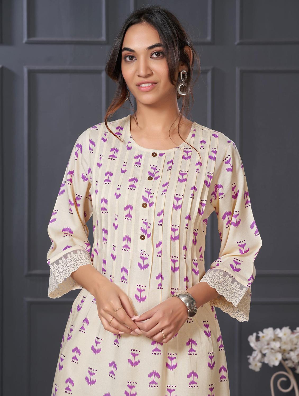 women three quarter sleeve kurta palazzo set - 21922355 - Standard Image - 4