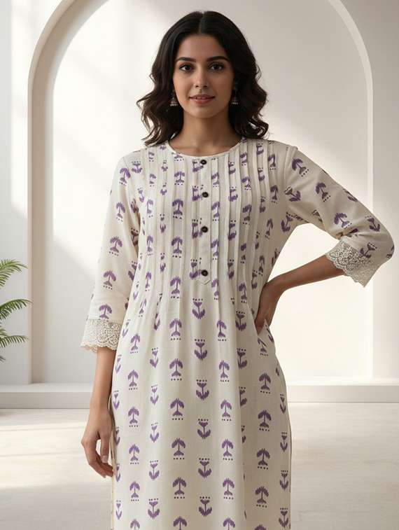 women three quarter sleeve kurta palazzo set - 21922355 -  Standard Image - 6