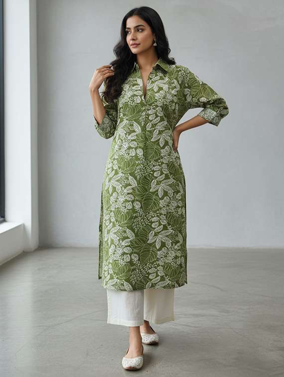 women printed long sleeve kurta palazzo set - 21922359 -  Standard Image - 1