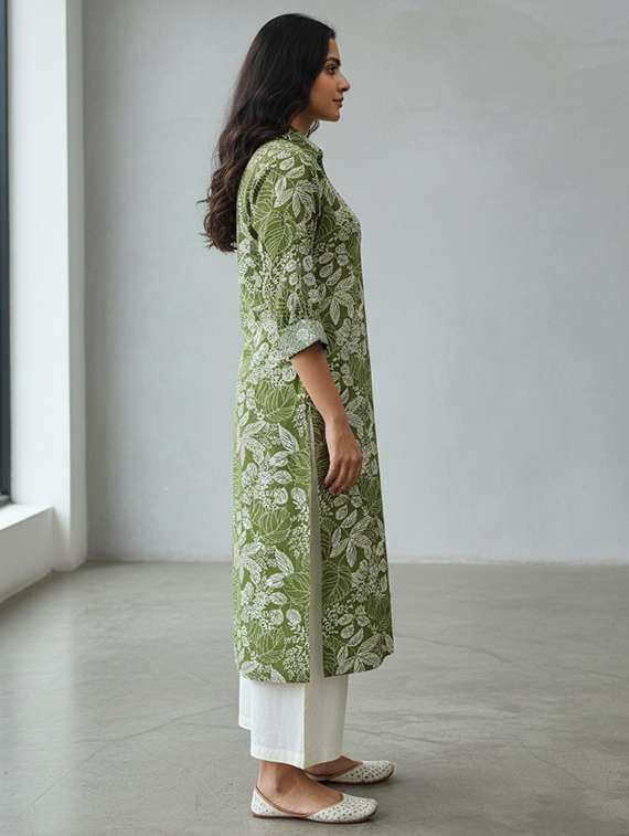 women printed long sleeve kurta palazzo set - 21922359 -  Standard Image - 4