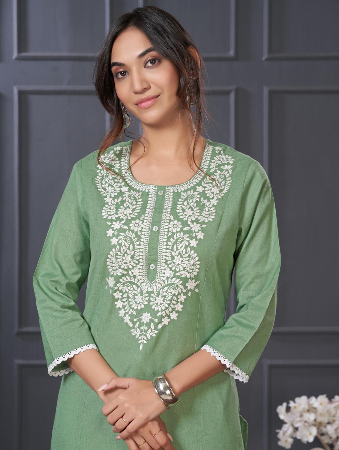 women embroidered three quarter sleeve kurta palazzo set - 21922364 - Standard Image - 4