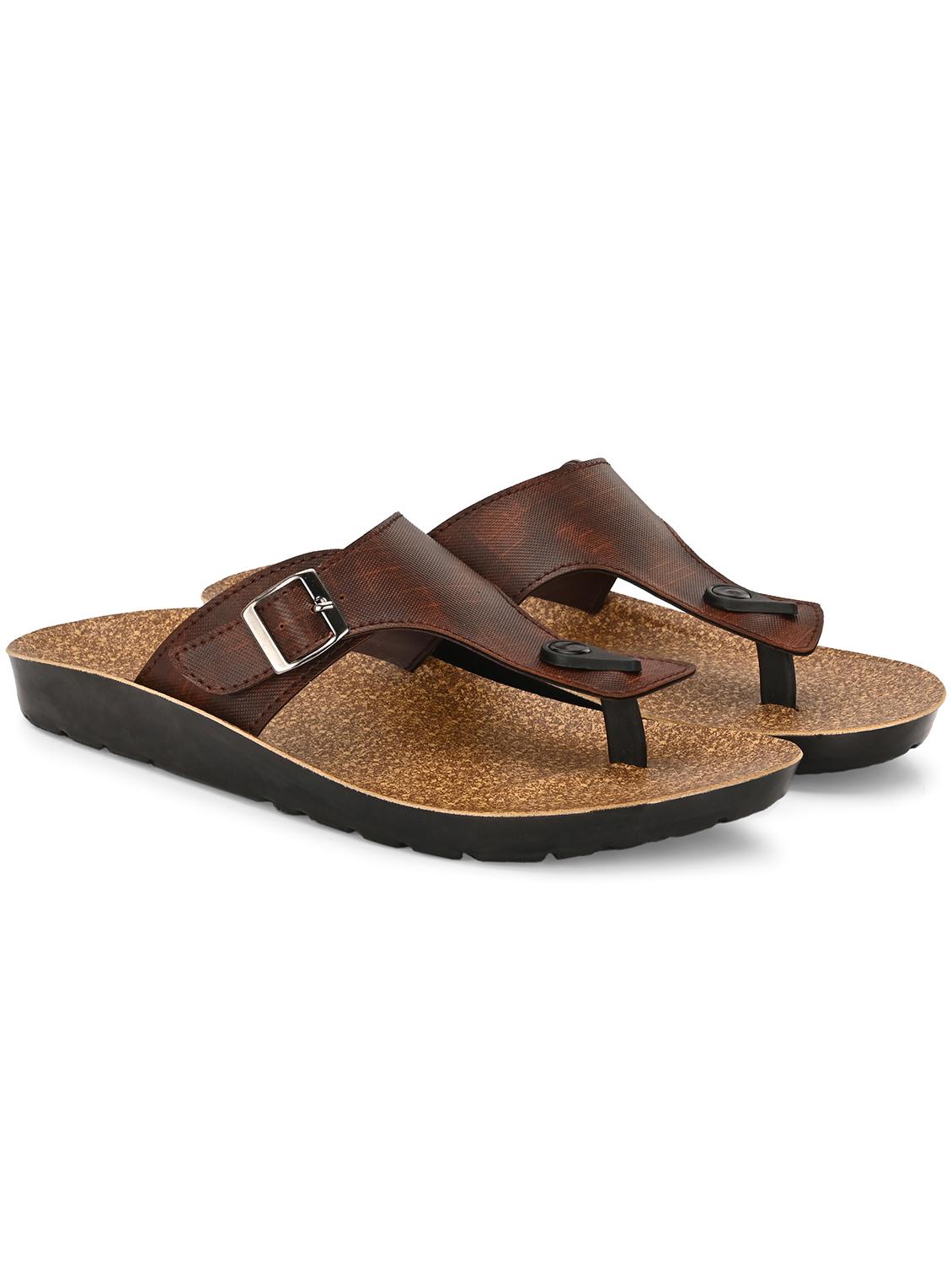men brown slip on sandal - 21922376 -  Standard Image - 1