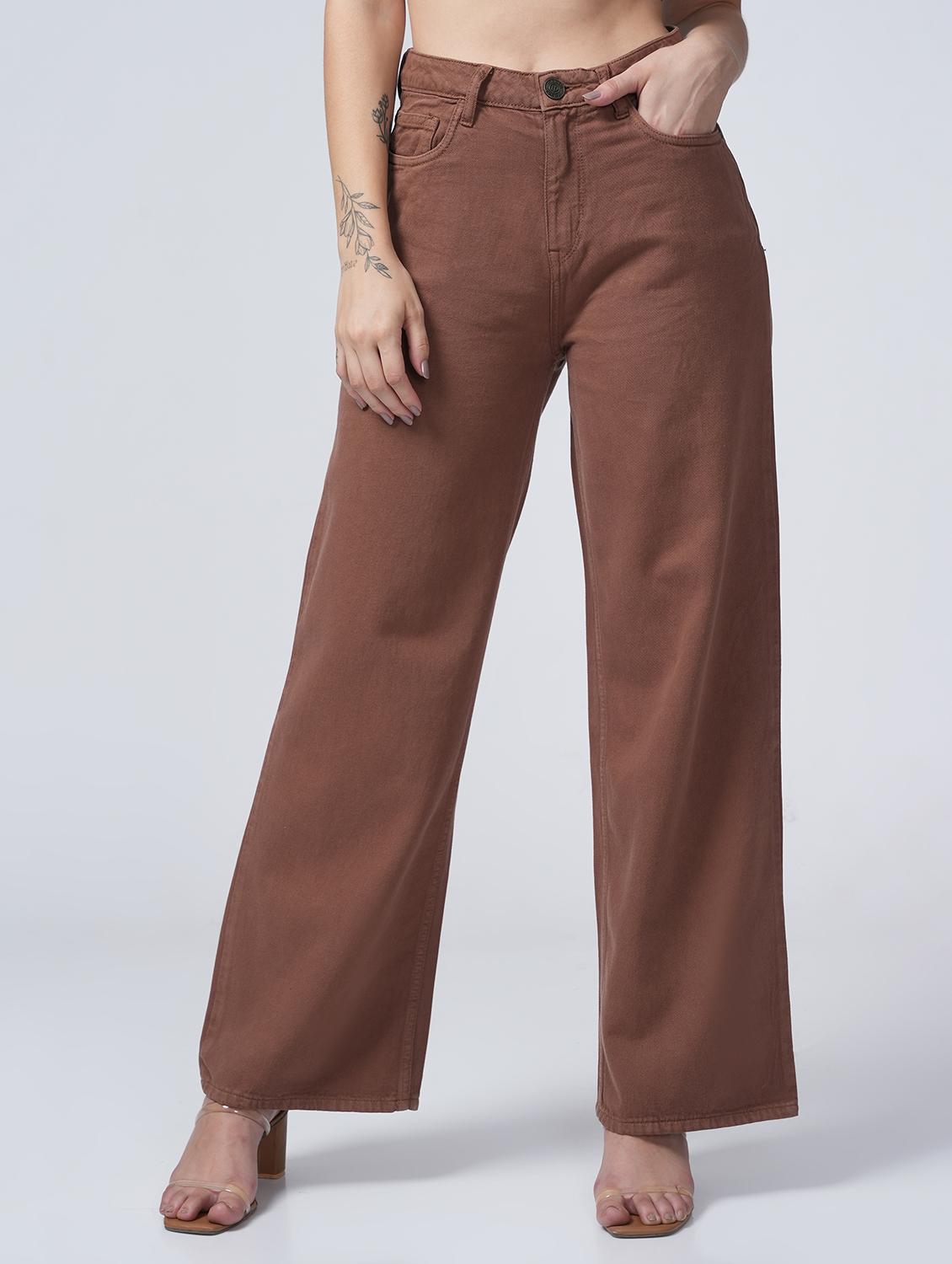 women solid high rise wide leg jean - 21922378 -  Zoom Image - 0