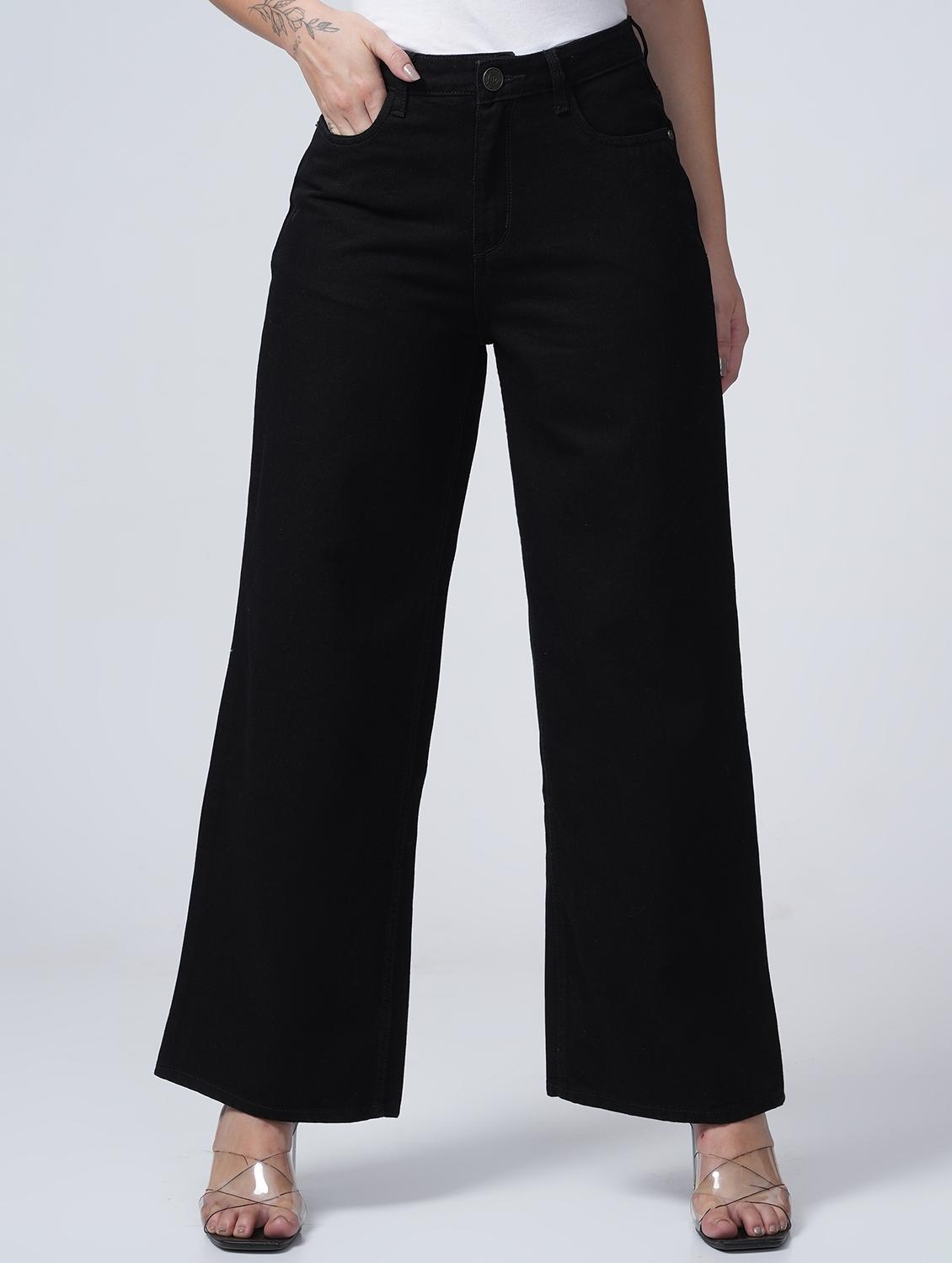 women solid high rise wide leg jean - 21922379 - Zoom Image - 0
