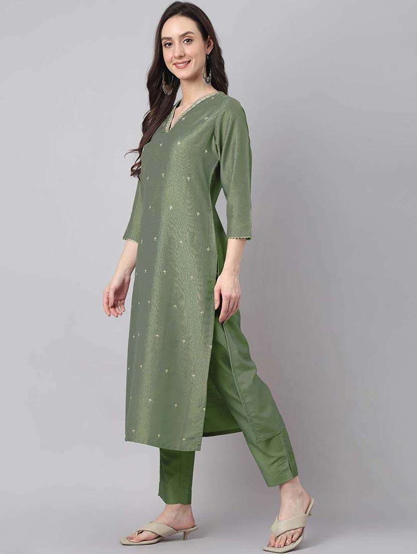 women three quarter sleeve kurta pant with dupatta set - 21922403 -  Standard Image - 1