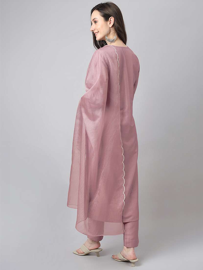 women three quarter sleeve kurta pant with dupatta set - 21922405 -  Standard Image - 4