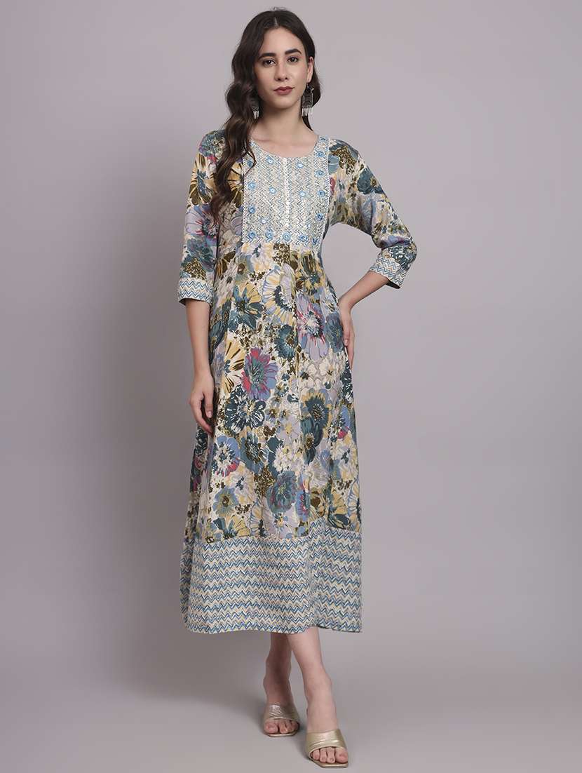 women three quarter sleeve ethnic dress