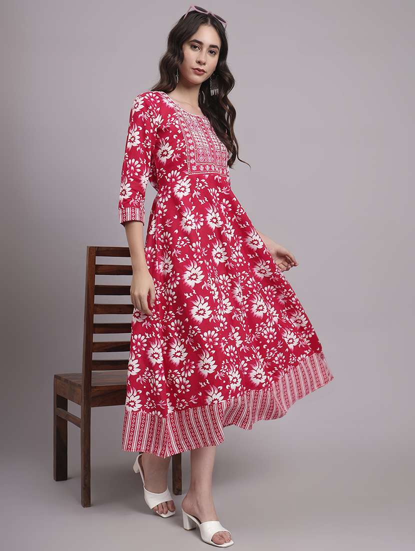 women three quarter sleeve ethnic dress