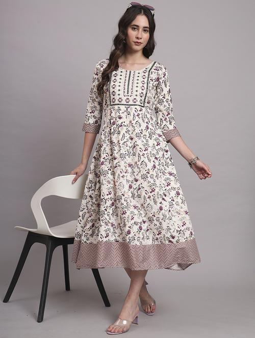women three quarter sleeve ethnic dress - 21922545 -  Standard Image - 0