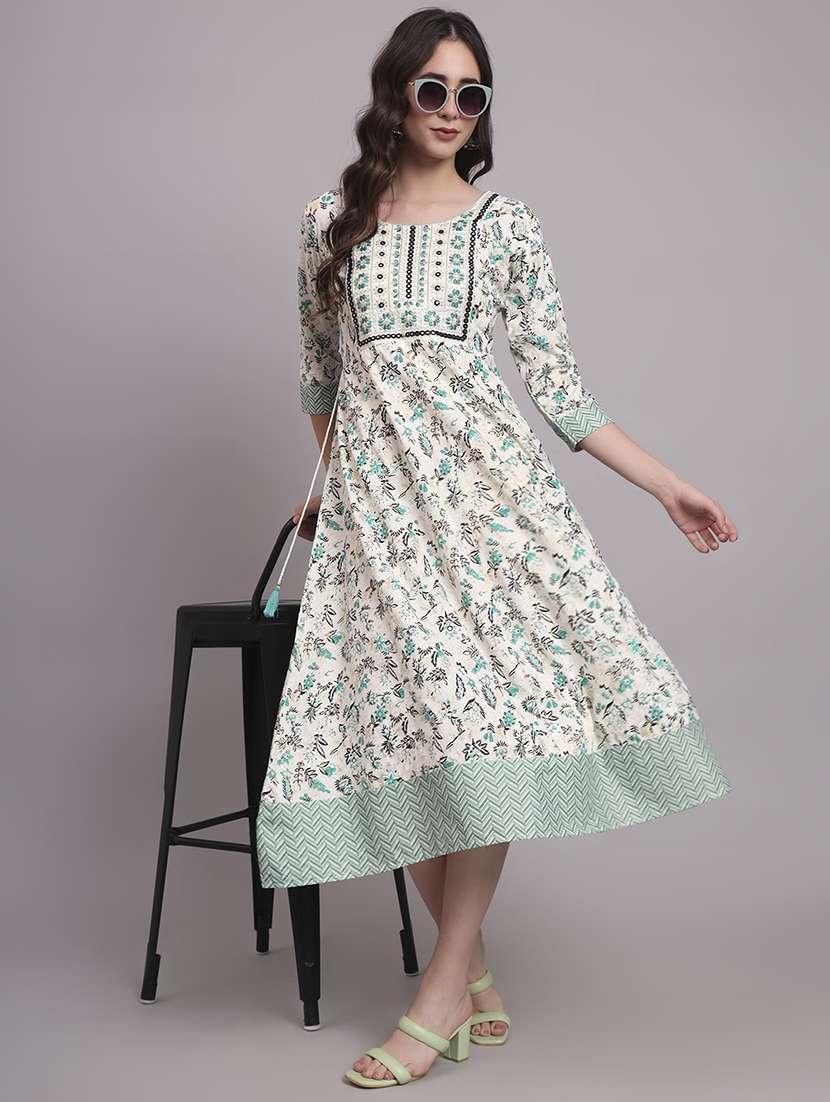 women three quarter sleeve ethnic dress