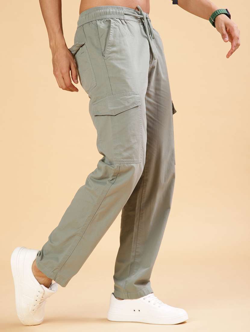 men solid mid rise cargo - 21922563 -  Standard Image - 1
