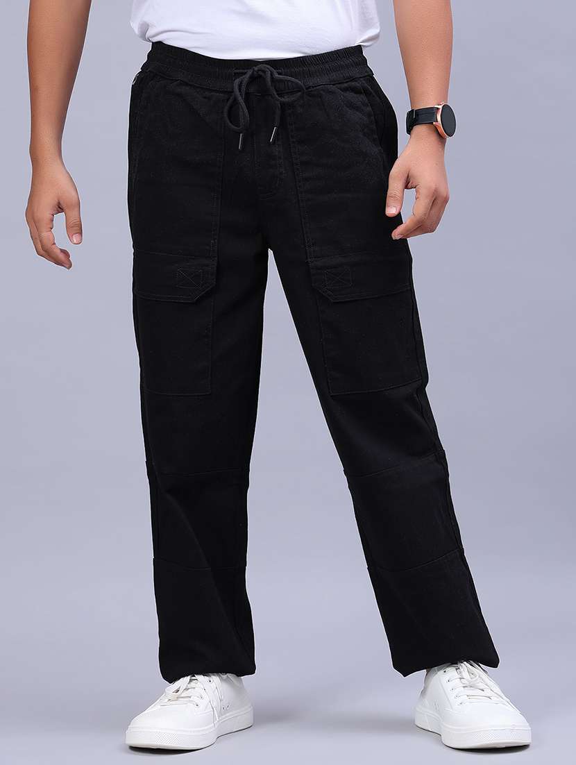 men solid mid rise cargo - 21922565 -  Standard Image - 1