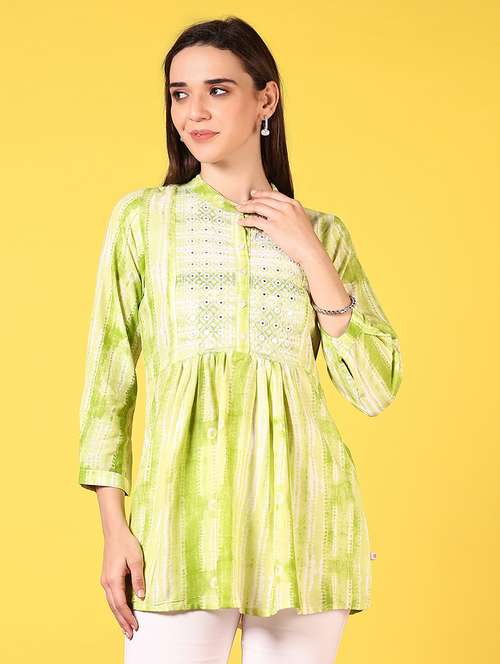 women printed three quarter sleeve kurti - 21922576 -  Standard Image - 0