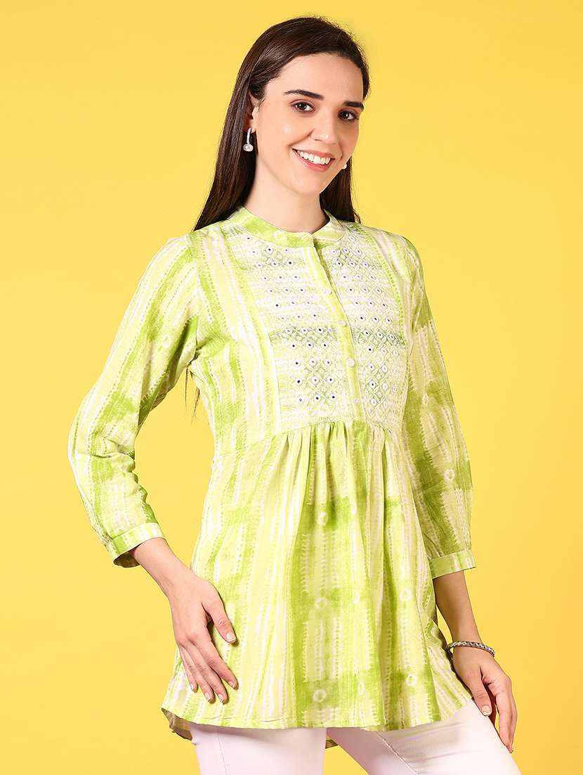 women printed three quarter sleeve kurti - 21922576 -  Standard Image - 1
