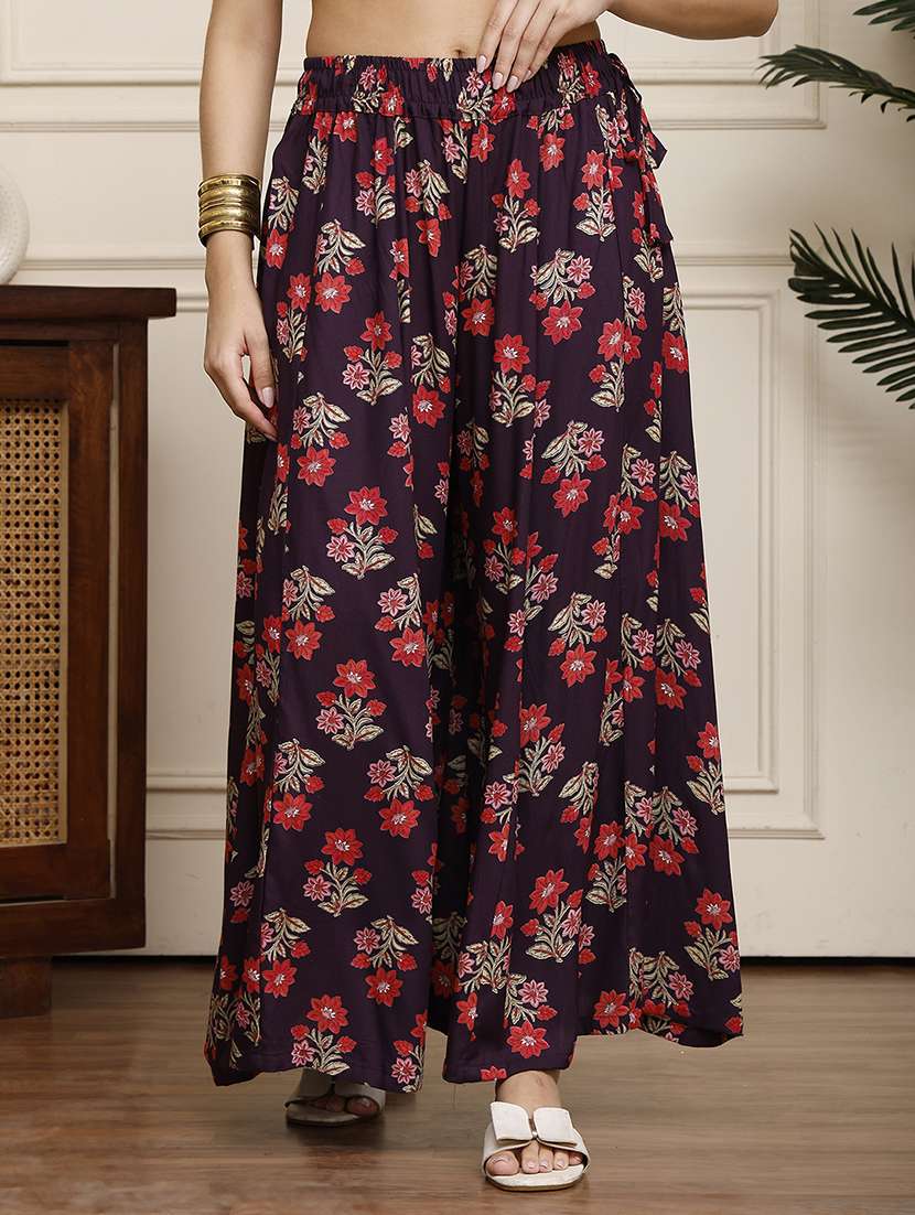women floral printed flared palazzo - 21922582 -  Zoom Image - 0