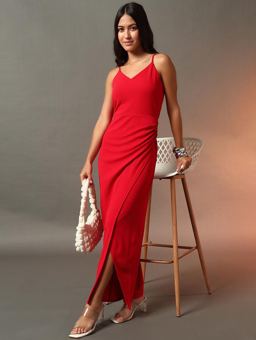 women solid shoulder strap bodycon dress - 21922639 -  Zoom Image - 0