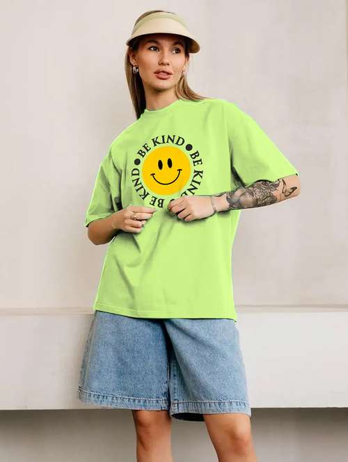 women printed short sleeves oversized t-shirt - 21922711 - Standard Image - 0