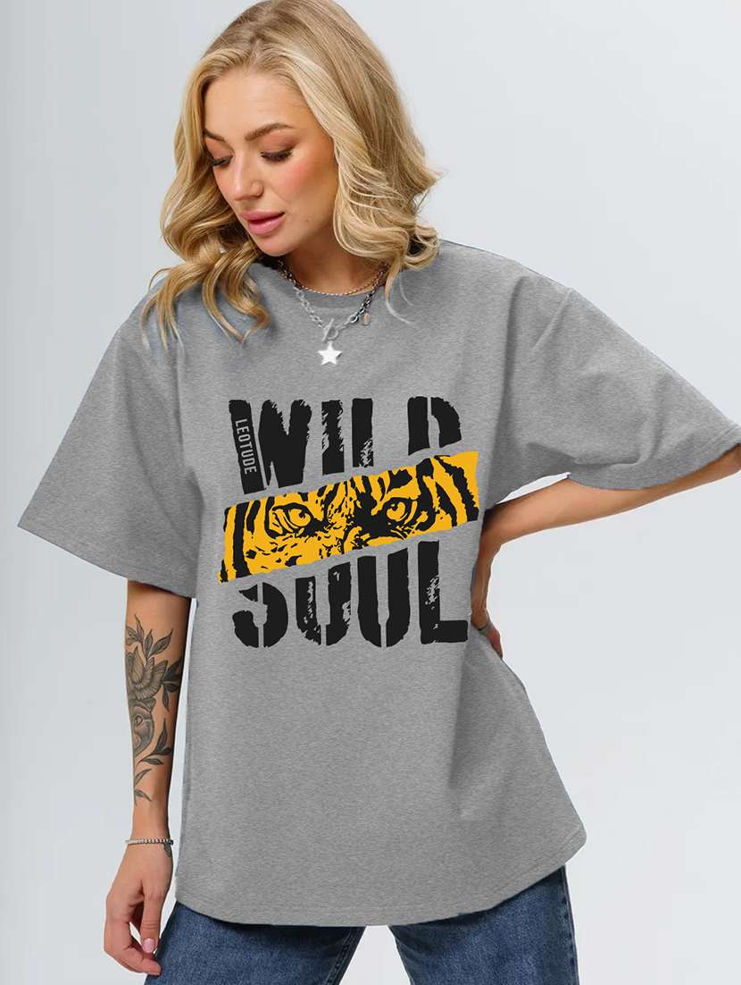 women printed short sleeves oversized t-shirt