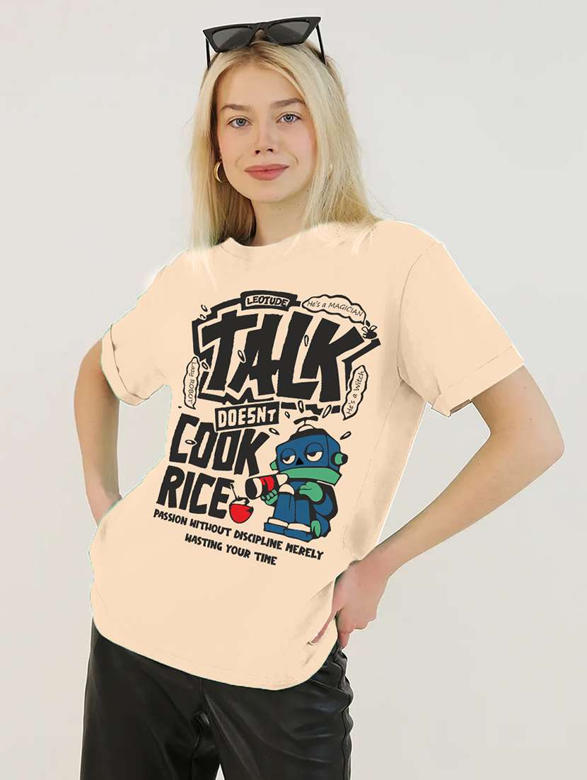 women printed short sleeves oversized t-shirt