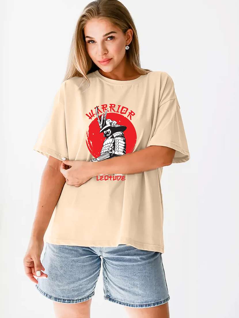 women printed short sleeves oversized t-shirt