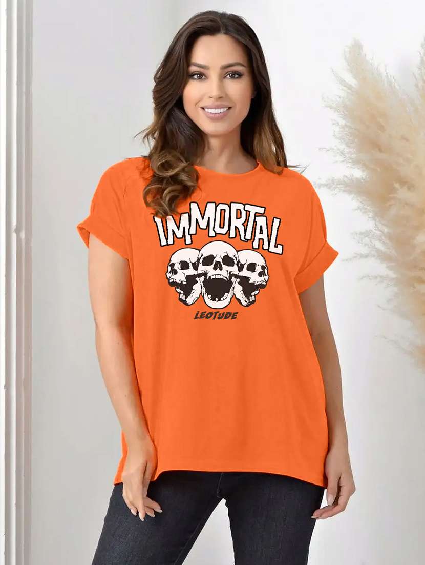 women printed short sleeves oversized t-shirt