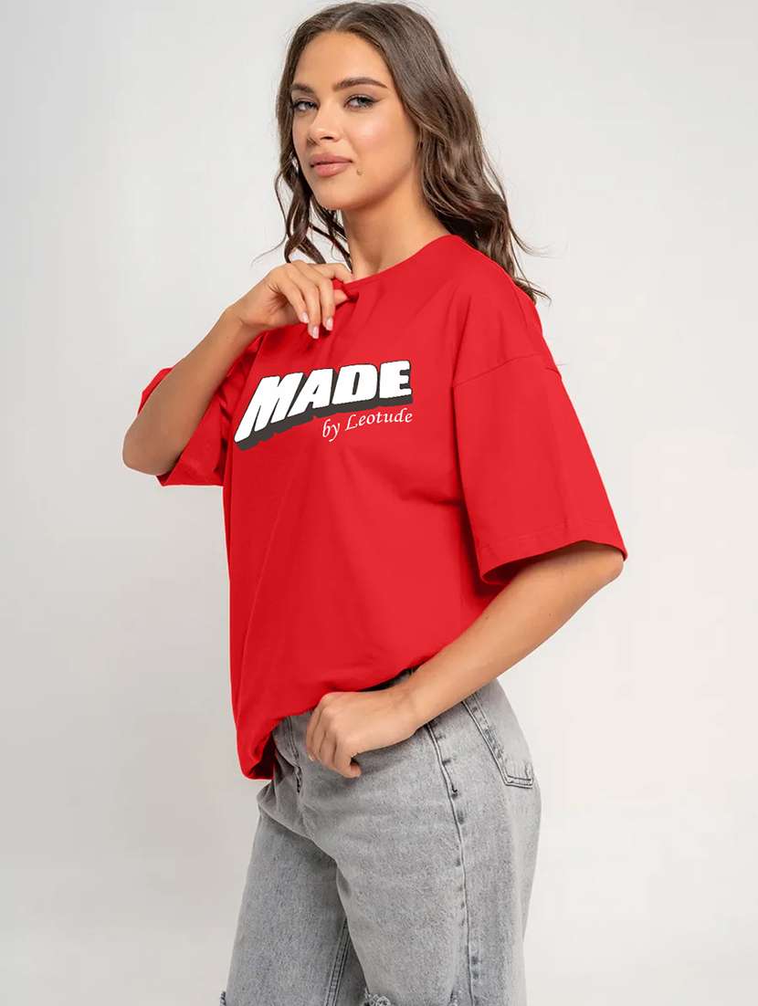 women printed short sleeves oversized t-shirt