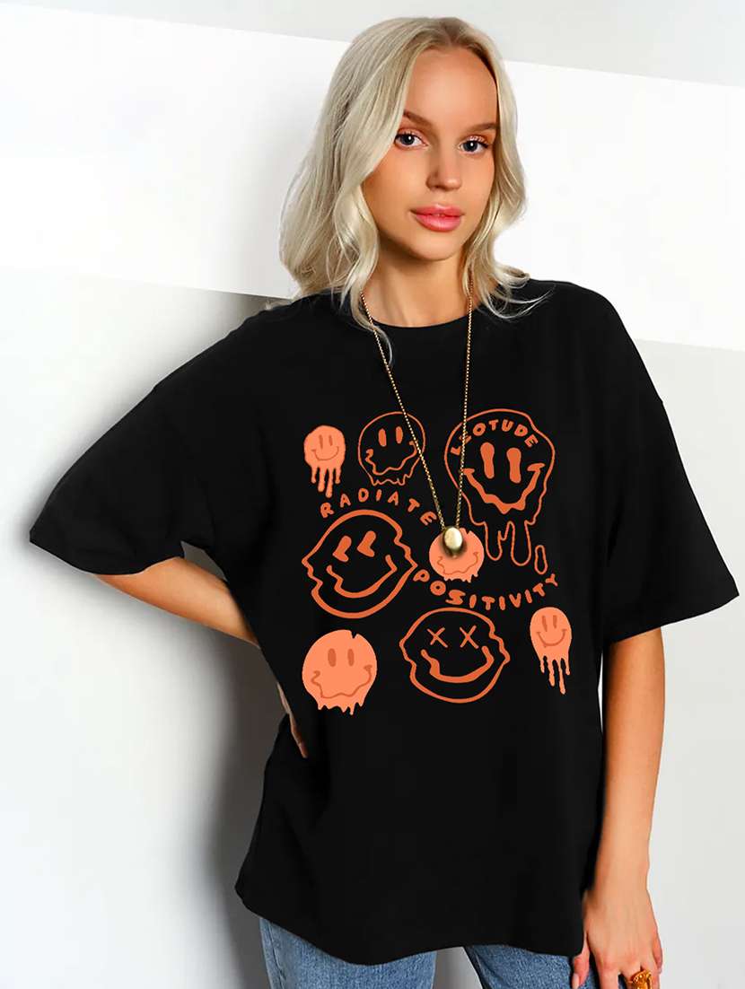 women printed short sleeves oversized t-shirt