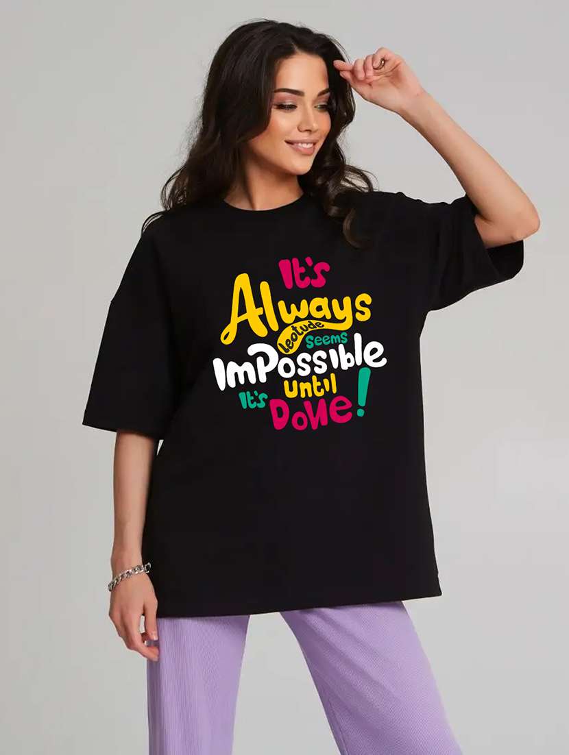 women printed short sleeves oversized t-shirt