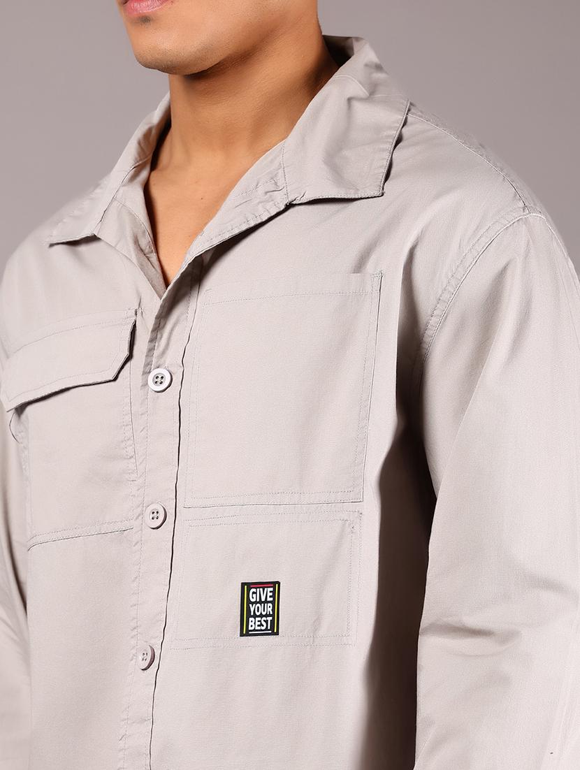 men solid collared long sleeve loose fit shirt - 21922776 - Standard Image - 4